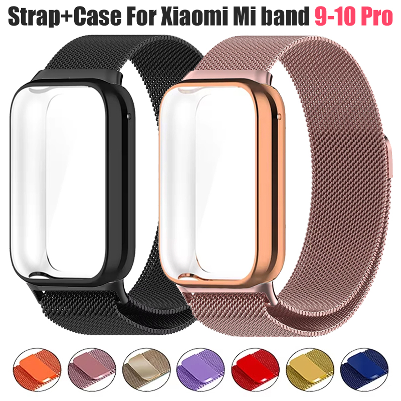 Milanese Loop Magnetic - ミラネーゼループストラップ+TPUケース Xiaomi Mi Band 10 Proスマートウォッチ用リストバンド