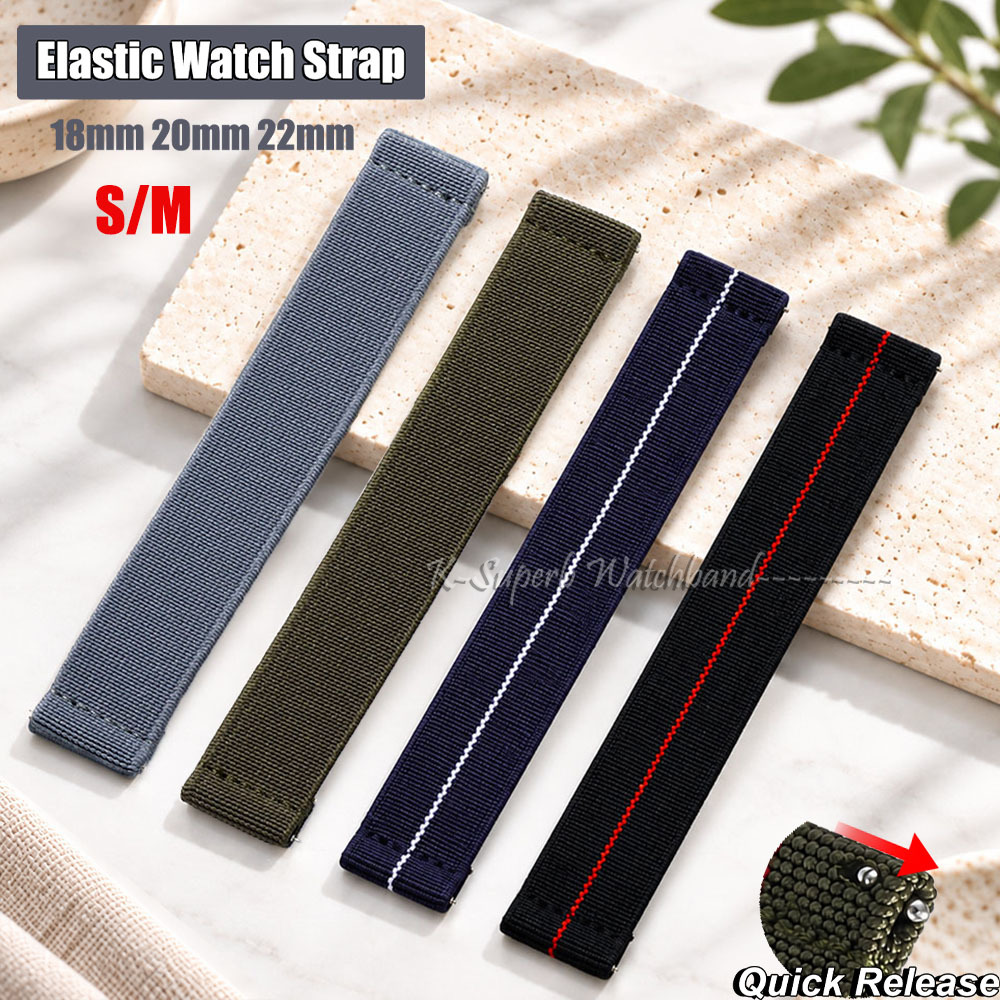 S/Mサイズの伸縮性のある腕時計バンド。60年代のフランス軍 - Parachute Strap Elastic のレビューと価格