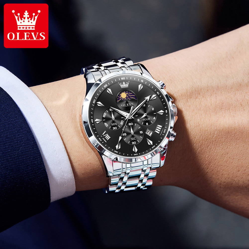 OLEVS 3653 ブランド ムーンフェイズカレンダー メ - Cartier Watch Tank のレビューと価格